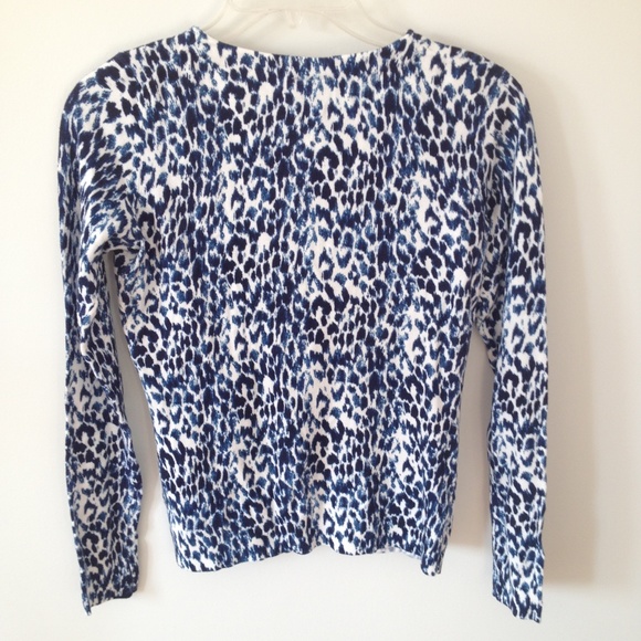 Blue Leopard Cardigan Cotton Blend - Picture 2 of 8